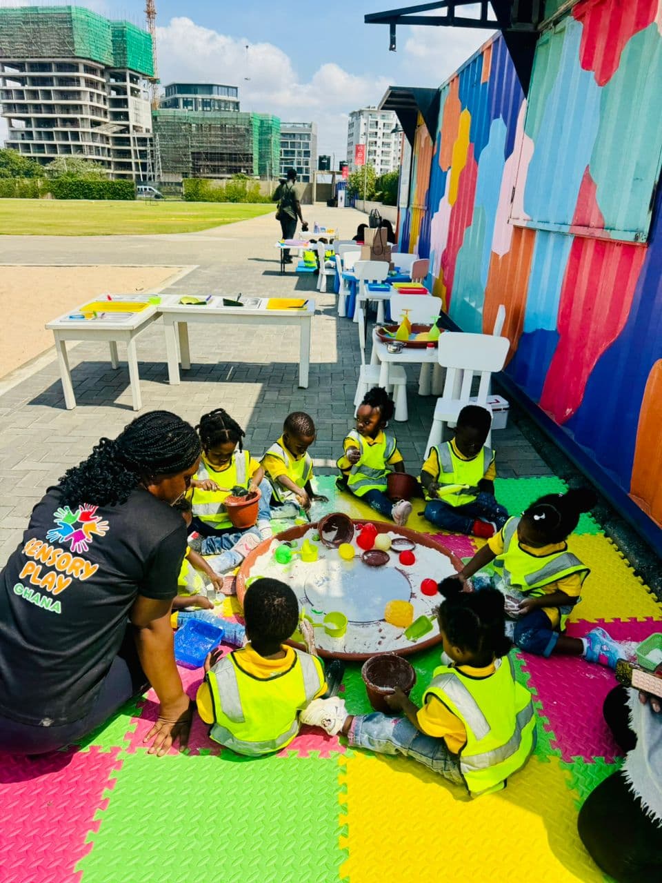 Child laughing — sensory play