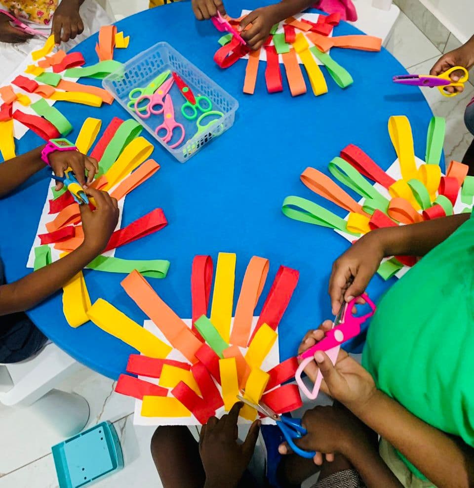 A classroom session with children and teacher